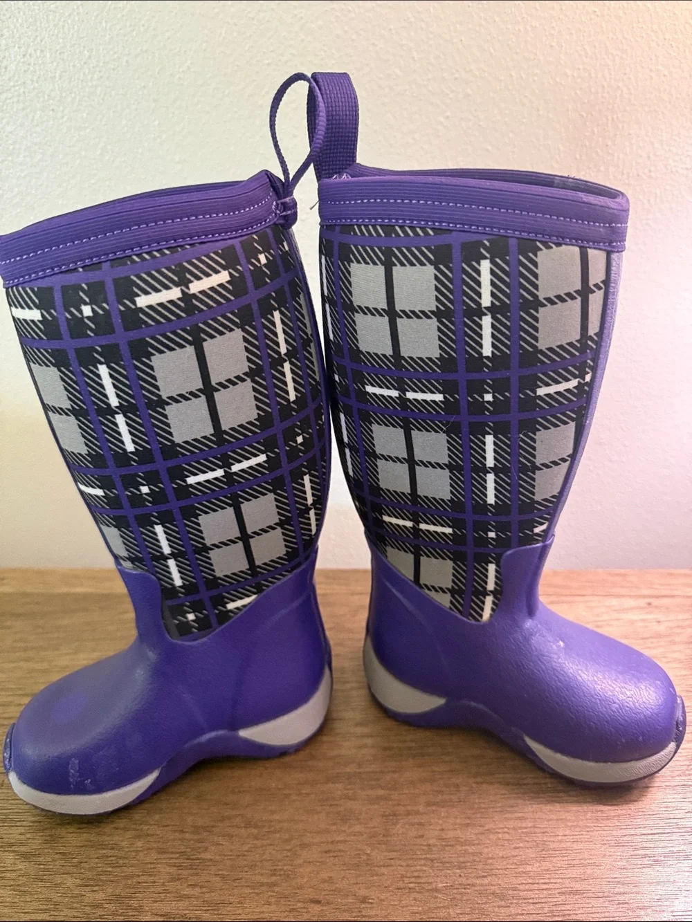 The Original Muck Boot Company Kids' Purple Plaid Rain Boots